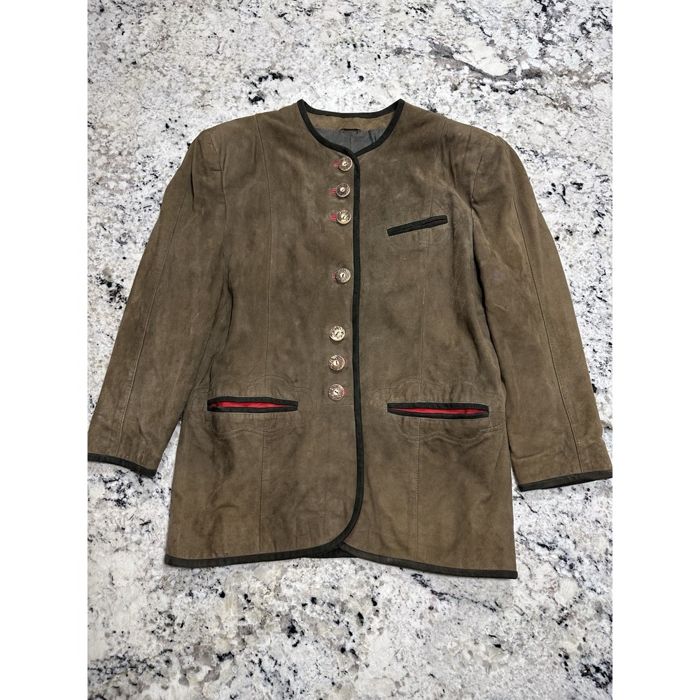 Vintage Gollhofer Salzburg Austrian Suede Trachten Jacket Janker Blazer Boho 40